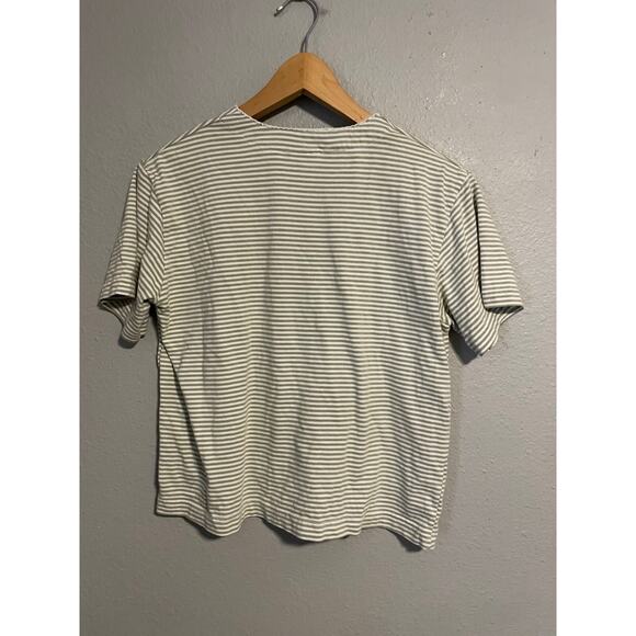 Erika Womens Top Small Green Striped Floral Embroidered Cottagecore FLAW Y2K - Picture 4 of 8